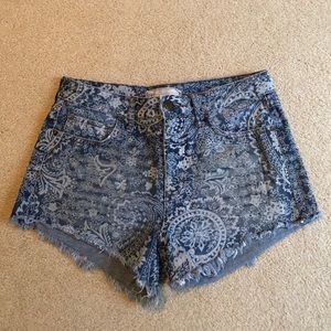 Free People Paisley High Rise Denim Shorts